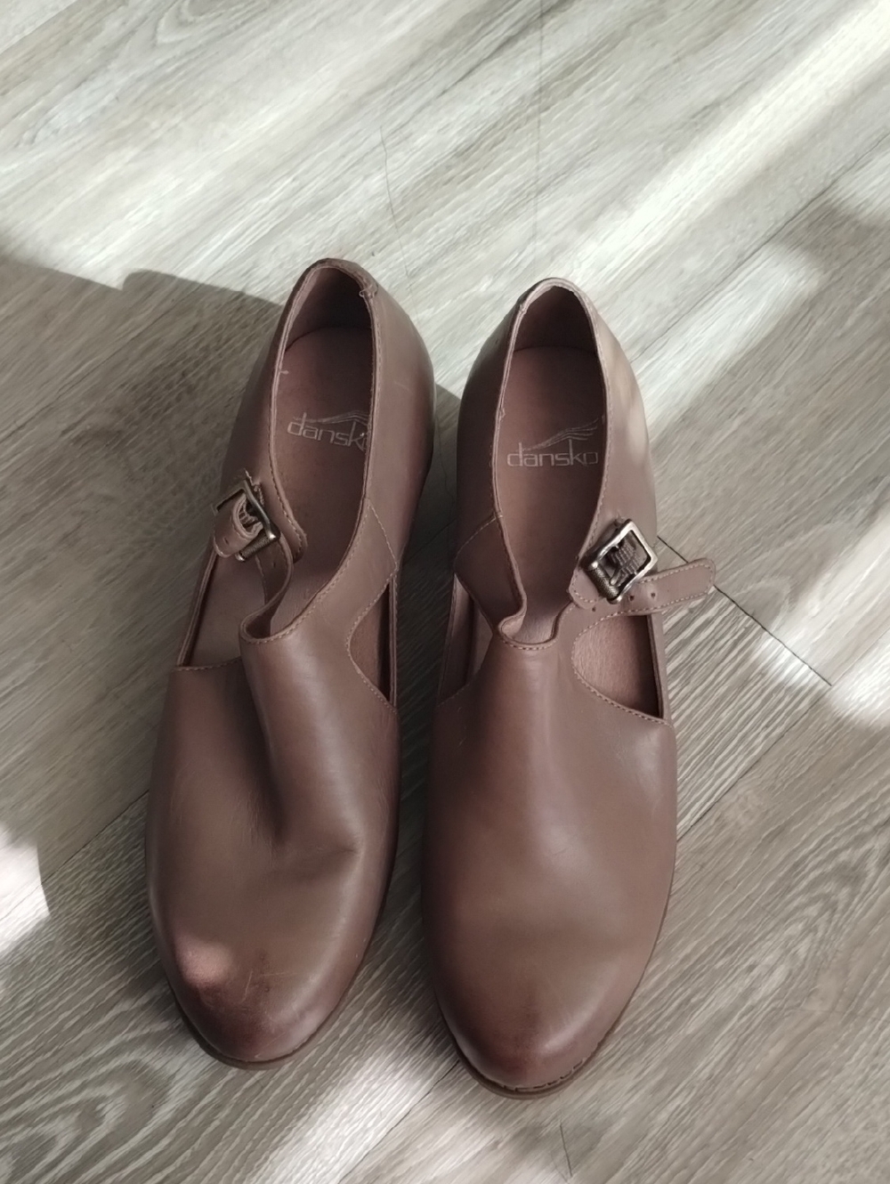 Dansko Brown Leather Mary Jane Heels with Buckle